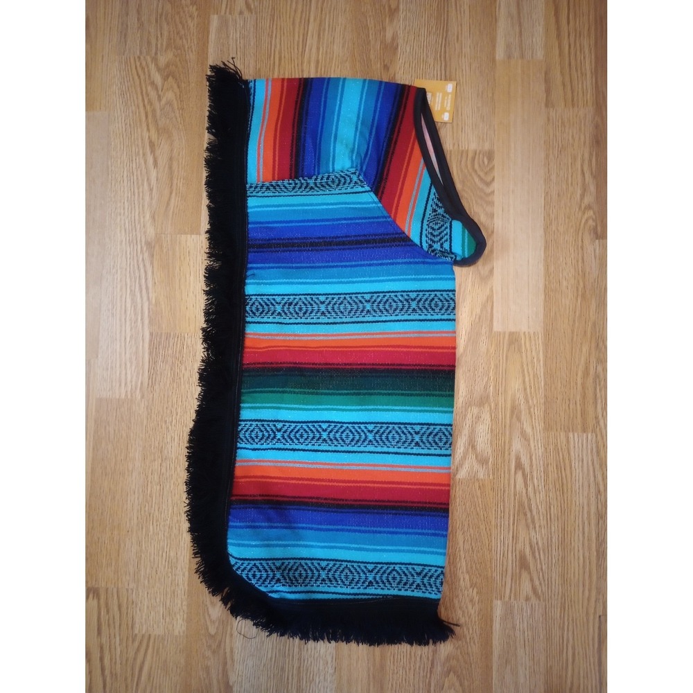 Dochi Pet Shop Handmade Mexican Serape Dog Poncho Blue Multi Color Large NWT